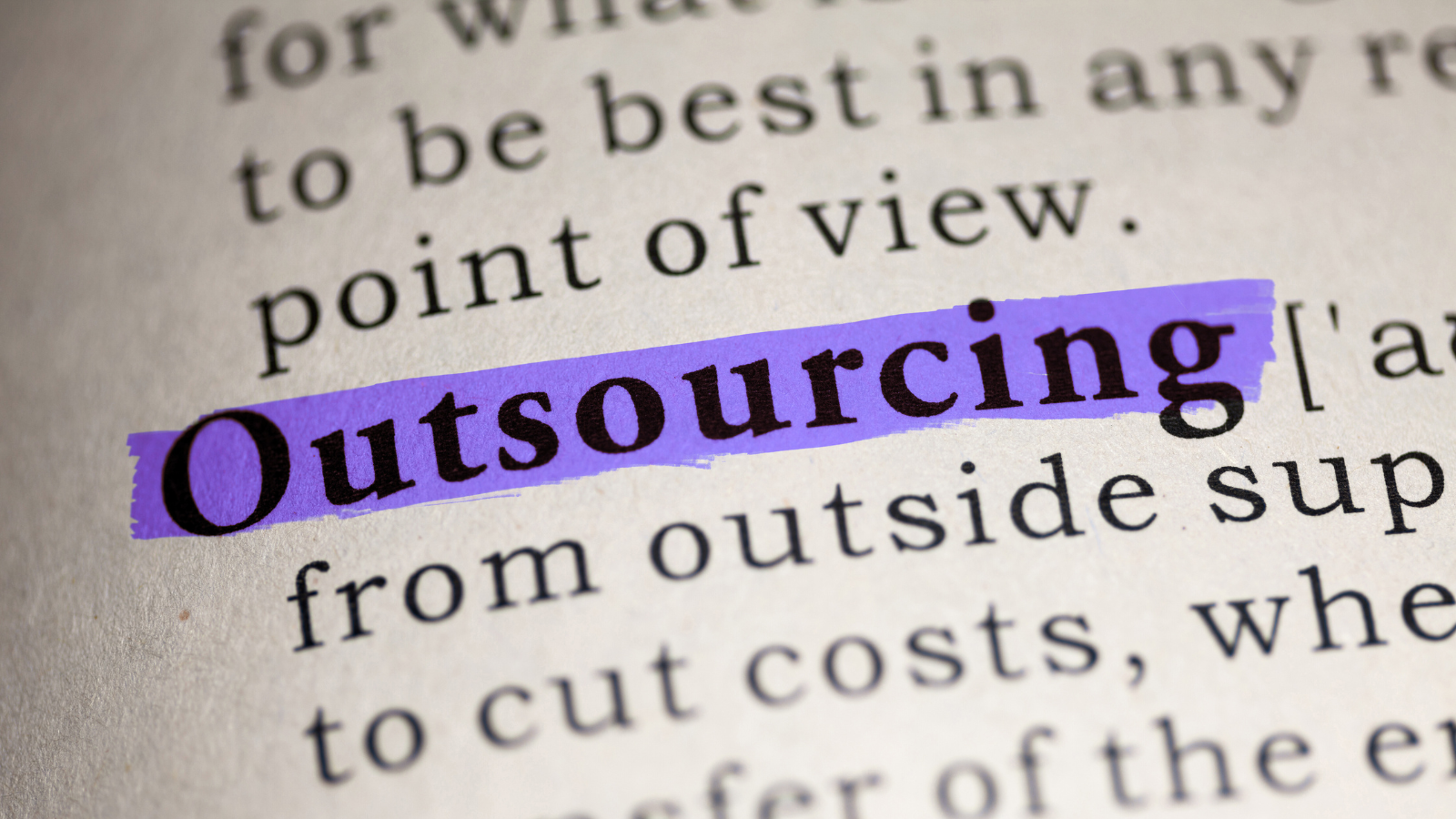 outsourcing definition highlighted in book