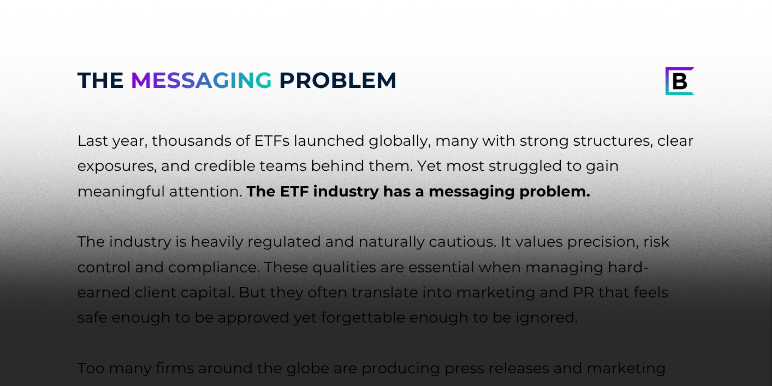 Bold Beats Beige A New Playbook for ETF Storytelling - Blackwater Whitepaper - Sample Page